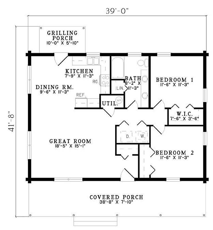 Plan 11000919 2 Bedroom 1 Bath Log Home Plan